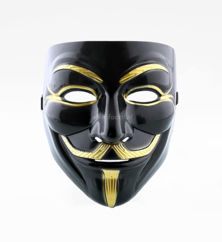 Anonymous mask featured on the Official Fack It Store website, representing rebellion and freedom, with a techno music aesthetic