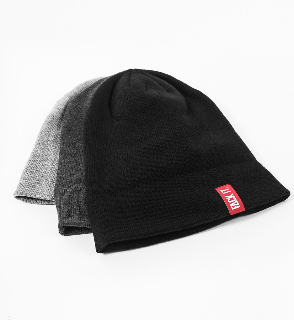 Techno Beanie 3-Pack – Cotton Streetwear Beanies Set (Black, Heather Grey, Dark Grey)