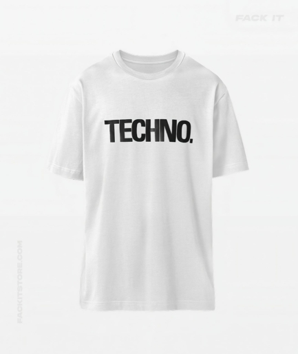 White Techno T-Shirt - Fack It (Front)