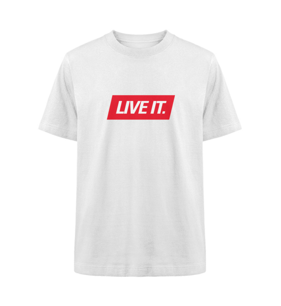 Live It T-Shirt in white by Official Fack It Store – minimal yet powerful streetwear.