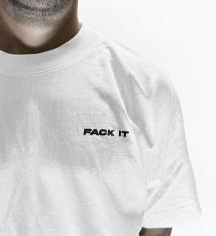 Fack It Oversized Statement Tee White – Organic Cotton Oversized Clubwear T-Shirt