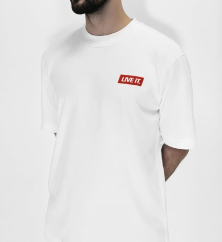 Live It Oversized Statement Tee – White Oversized Organic Cotton T-Shirt with “A” Back Graphic