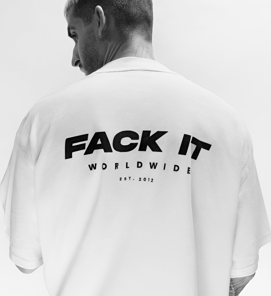 Fack It Oversized Circle Tee White – Organic Cotton Statement T-Shirt