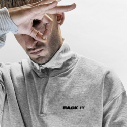 Fack It Zip It Hoodie Grey – Organic Cotton Relaxed Fit Zip Collar